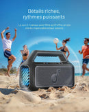 soundcore Boom 2 Haut-parleur d'extérieur 80 W, caisson de bassup 2.0, 24 heures d'autonomie, étanchéité IPX7, flottant, lumières RVB, USB-C, égaliseur personnalisé, Bluetooth 6.0, portable, camping, plage et arrière-cour - noir
