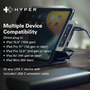 Hyper Hub USB C avec boutons de raccourci pour lecteur multimédia iPad, comprend HDMI 4K60Hz, USB-C 5 Gbit/s, USB-A 5 Gbit/s, lecteur de carte microSD/SD, prise casque 3,5 mm, divertissement sans fin