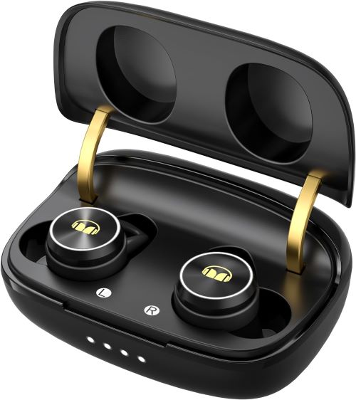 Monster Clarity 101Plus AirLinks Écouteurs sans fil Bluetooth 5 avec étui de chargement, écouteurs stéréo basses profondes, microphone intégré, appel clair, design résistant à l'eau pour le sport