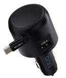Chargeur de voiture USB-C/USB à charge rapide et double port onn avec câble USB-C rétractable intégré
