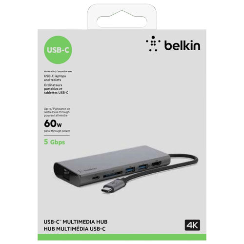 Concentrateur multimédia 6-en-1 à ports USB-C de Belkin (F4U092BTSGY)