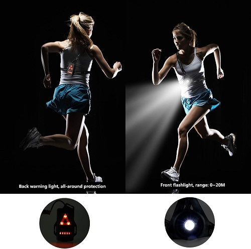 Lumières de sécurité LED pour course à pied, jogging, marche, course à pied, batterie rechargeable par USB avec sangle réglable