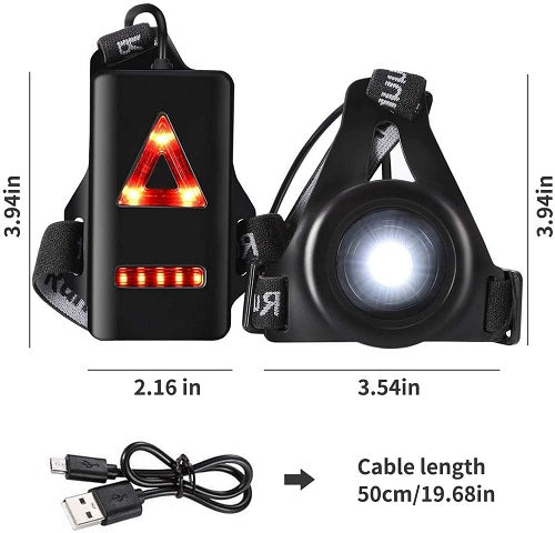 Lumières de sécurité LED pour course à pied, jogging, marche, course à pied, batterie rechargeable par USB avec sangle réglable